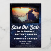 QRコーモダンドフォトシナ銀河系結婚 箔招待状 (正面)