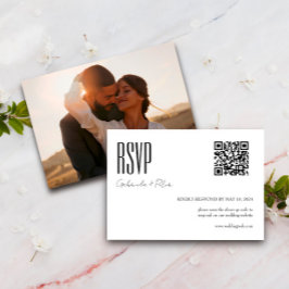 QRコーモダンドフォトミニマリストブラック&ホワイト 出欠カード