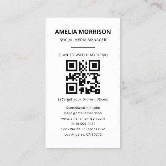 QRコーモダンドフォトミニマルプロフェッショナル 名刺 (裏面)