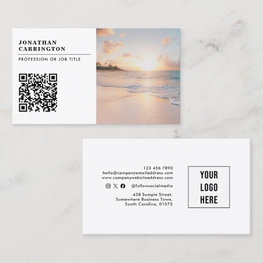 QRコーモダンドフォトロゴ名刺 名刺 (正面/裏面)