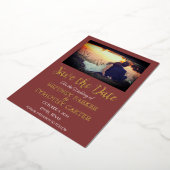 QRコーモダンドフォトワインブルゴーニュ結婚ーズ 箔招待状 (回転した状態)