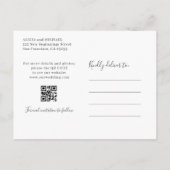 QRコーモダンドフォト結婚式の日付を保存 案内ポストカード (裏面)