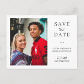 QRコーモダンドフォト結婚式の日付を保存 案内ポストカード (正面)