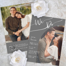 QRコーモダンドフォト結婚式招待状