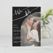 QRコーモダンドブラックフォト結婚式招待状 招待状 (スタンド正面)