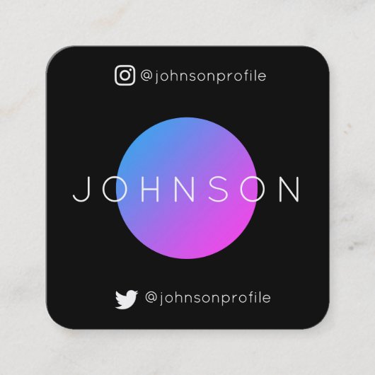 QRコーモダンドブラック編集を使用した幾何学的スタイル スクエア名刺 (正面)