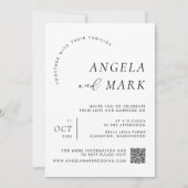 QRコーモダンドブラック&ホワイト付き結婚写真 招待状 (正面)