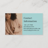 QRコーモダンドブルーとミューズリ茶色のシンプル 名刺 (裏面)