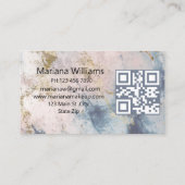 qrコーモダンドブルー金ゴールド大理石化粧・爪、 ネイル 名刺 (裏面)