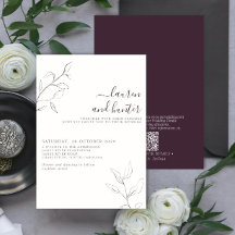 QRコーモダンドプラムパープルボタニカル結婚ズ