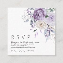 QRコーモダンドラストテラコッタフローラ結婚式RSVP エンクロージャーカード
