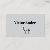 QRコーモダンド付きドクタービジネスカード – グレー&グレー 名刺 (正面)