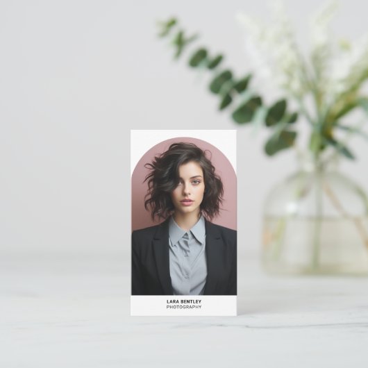 QRコーモダンド付きフォトソーシャルメディアスタイリスト 名刺 (スタンド正面)