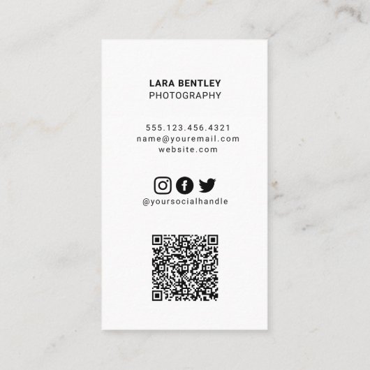 QRコーモダンド付きフォトソーシャルメディアスタイリスト 名刺 (裏面)