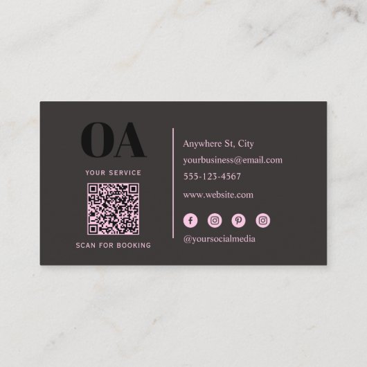 QRコーモダンド付きミニマリスト・モノグラム 名刺 (裏面)