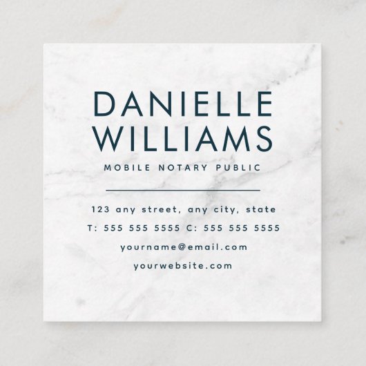 QRコーモダンド付き公証人 – 大理石デザイン スクエア名刺 (裏面)