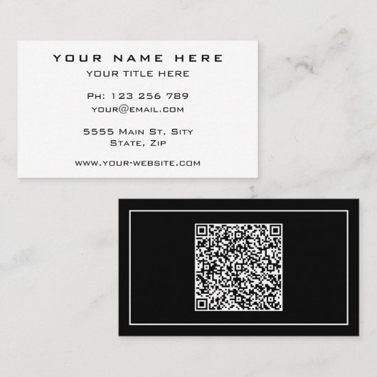 QRコーモダンド付き名刺 – お使いの色 名刺 (正面/裏面)
