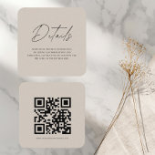 QRコーモダンド付き結婚Beigeの詳細カード エンクロージャーカード