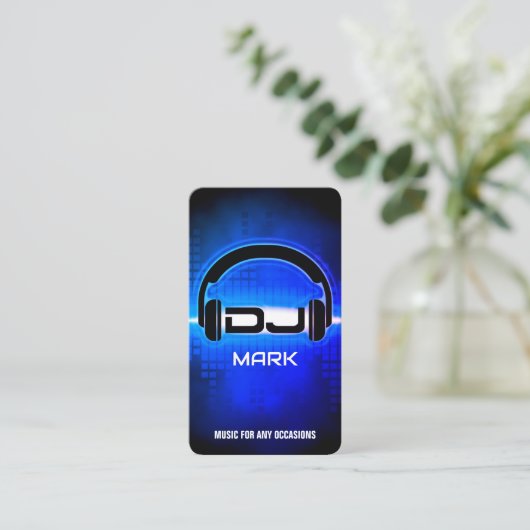 QRコーモダンド付きDJ王室の Blue Business Card 名刺 (スタンド正面)