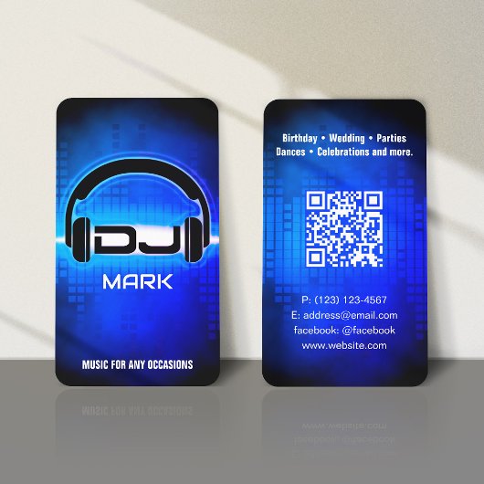 QRコーモダンド付きDJ王室の Blue Business Card 名刺