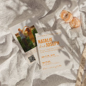 QRコーモダンド伝統的カラフル写真結婚の 招待状