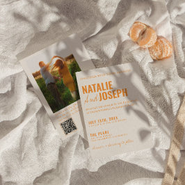 QRコーモダンド伝統的カラフル写真結婚の 招待状