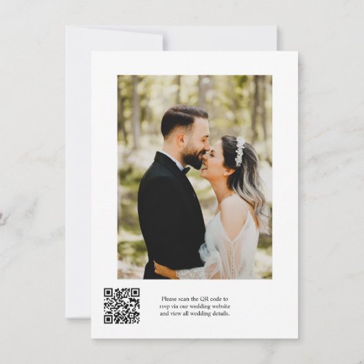 QRコーモダンド写真の予算のスクリ結婚プト 招待状 (裏面)