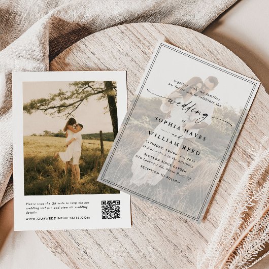 QRコーモダンド写真の予算のスクリ結婚プト 招待状