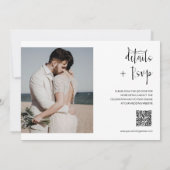 QRコーモダンド写真の後ずっと幸せに黒 招待状 (裏面)