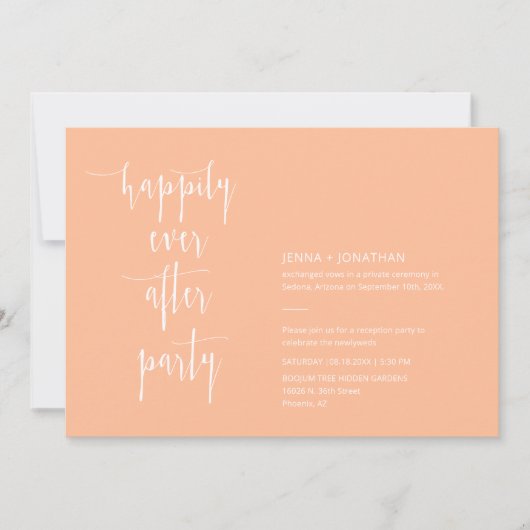 QRコーモダンド写真の後に桃が幸せに 招待状 (正面)