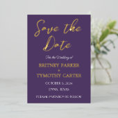 QRコーモダンド写真の手書きスクリプト結婚 箔招待状 (立ち正面)