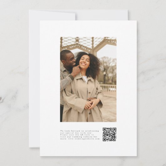 QRコーモダンド写真ウェディング日付の保存 セーブザデート (裏面)