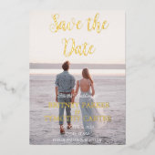 QRコーモダンド写真スクリプト黄色結婚の 箔招待状 (正面)