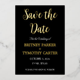 QRコーモダンド写真書道ブラックの結婚Foi 箔招待状