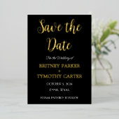 QRコーモダンド写真書道ブラックの結婚Foi 箔招待状 (立ち正面)