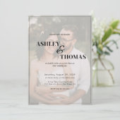 QRコーモダンド写真RSVPのスクリプ結婚ト 招待状 (スタンド正面)