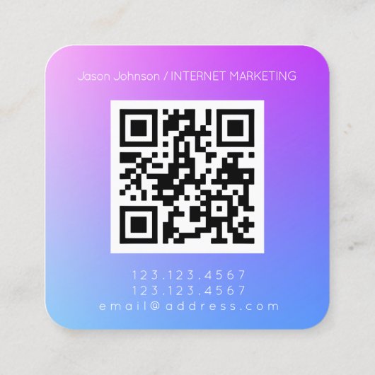 QRコーモダンド勾配を持つ幾何学的スタイル スクエア名刺 (裏面)