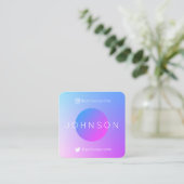 QRコーモダンド勾配を持つ幾何学的スタイル スクエア名刺 (スタンド正面)