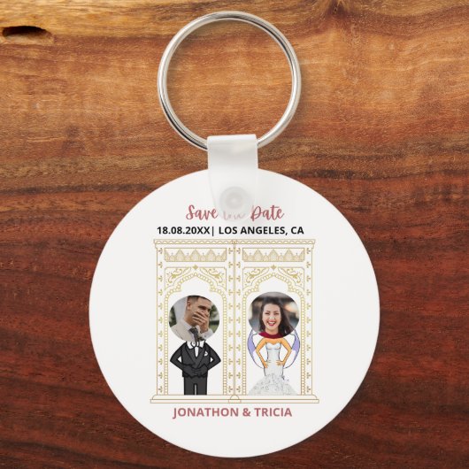 QRコーモダンド名の追加日付フォトウェブサイト キーホルダー (正面)