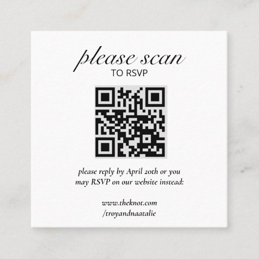 QRコーモダンド格納装置カード付きRSVP スクエア名刺 (正面)