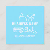 Qrコーモダンド清掃会社付きライトブルー スクエア名刺 (正面)