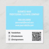 Qrコーモダンド清掃会社付きライトブルー スクエア名刺 (裏面)