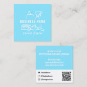 Qrコーモダンド清掃会社付きライトブルー スクエア名刺 (正面/裏面)