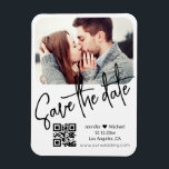 qrコーモダンド白結婚の写真の日付を保存 マグネット<br><div class="desc">qrコーモダンド白い手書き黒い背景の写真結婚日付のマグネットを保存，カスタムスタイル.あなたは背景色とフォントの色と変更することができます。</div>