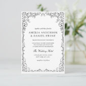 QRコーモダンド白黒ミニマル結婚の 招待状 (スタンド正面)