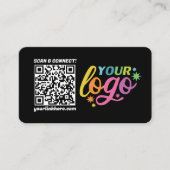 QRコーモダンド白黒レインボービジネスカード 名刺 (正面)