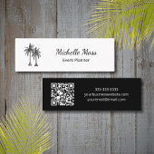 QRコーモダンド白黒熱帯性ヤシの木 スキニー名刺