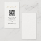 QRコーモダンド結婚を使用したミニマル詳細 プレイスカード (正面/裏面)