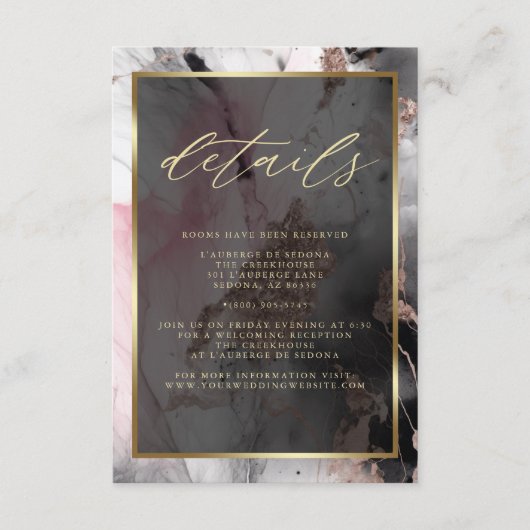 QRコーモダンド絵を描抽象芸術バラ炭金ゴールド エンクロージャーカード (正面)