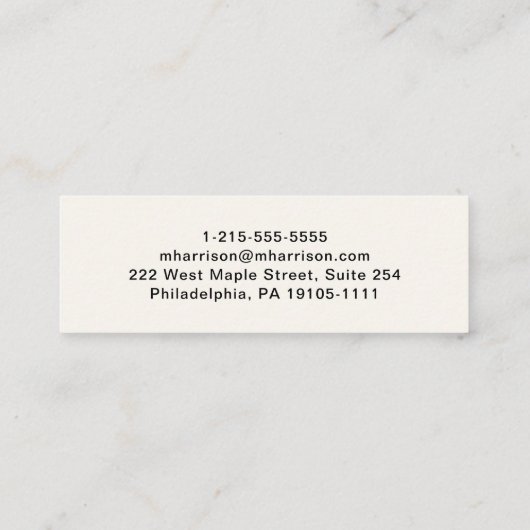 QRコーモダンド署名スクリプトクリーム スキニー名刺 (裏面)